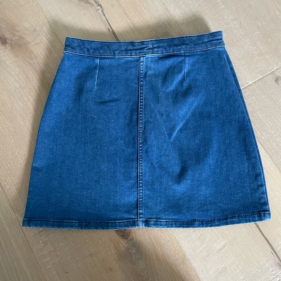 Free People Notched Denim Mini Skirt - Picture 3 of 5